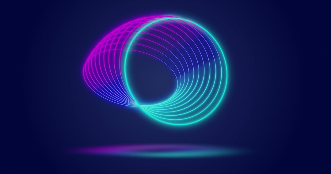 Mesmerizing Neon Moving Circles on Navy Background