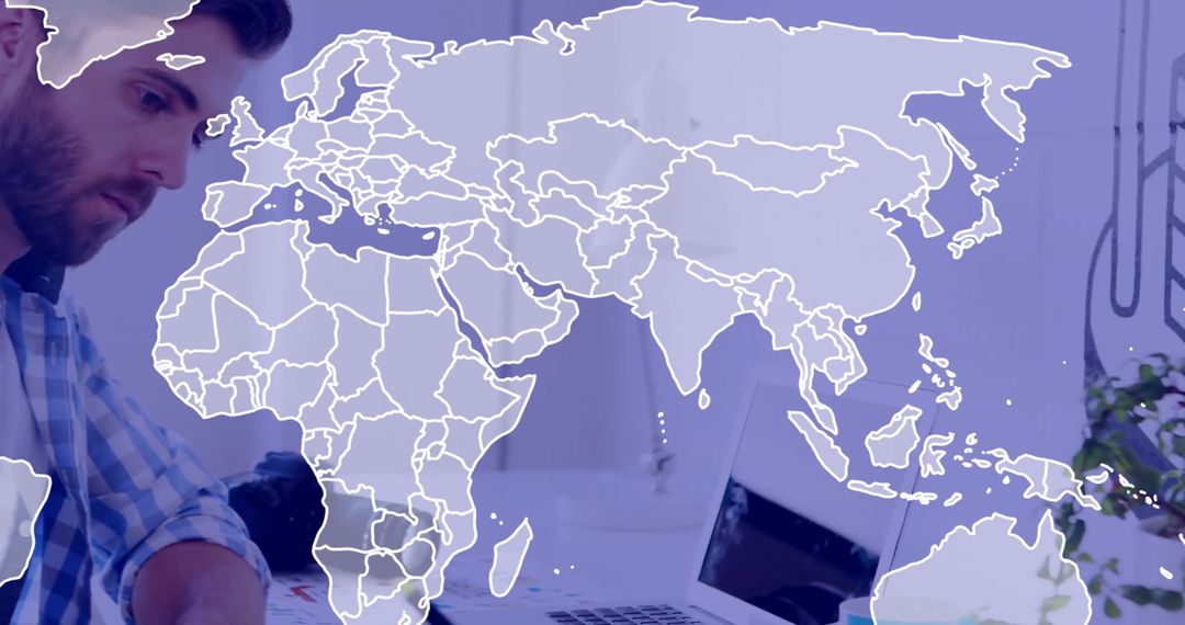 Businessman Analyzing Global Financial Data Over Network