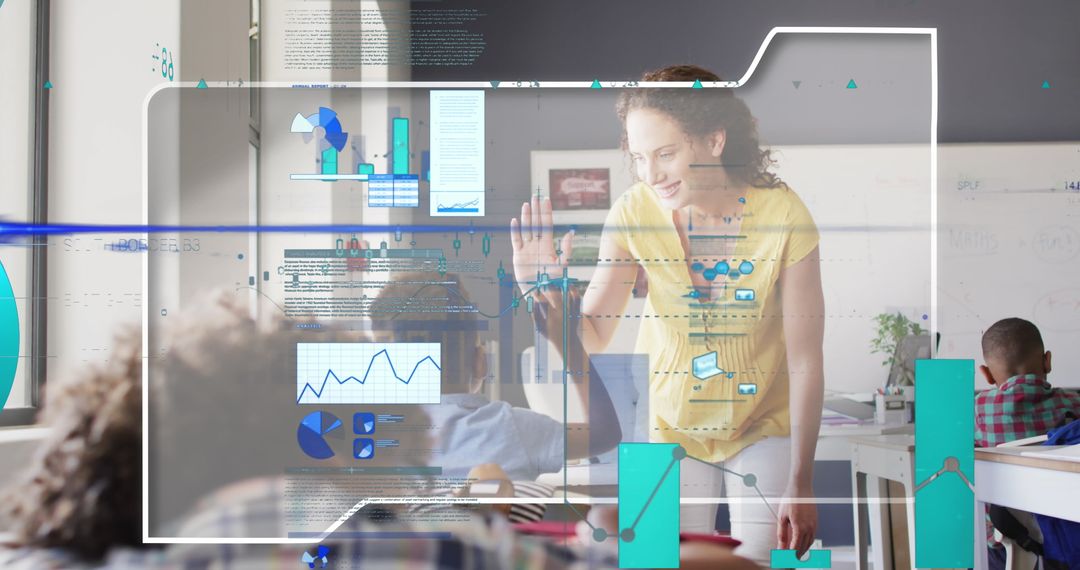 Teacher Engaging Students with Interactive Learning Technologies in Classroom