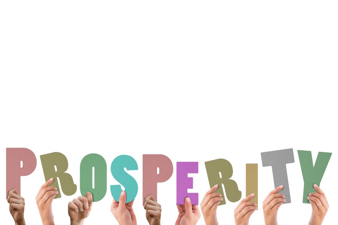 Hands Holding Colorful Transparent Word Prosperity