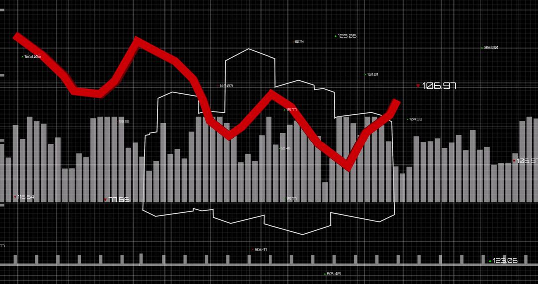 Financial Graph Over Cityscape Depicting Data Trends and Analytics