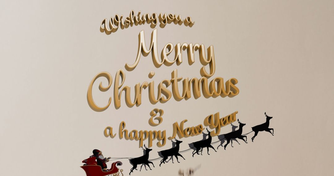 Festive Christmas Greeting with Santa and Reindeer Silhouette