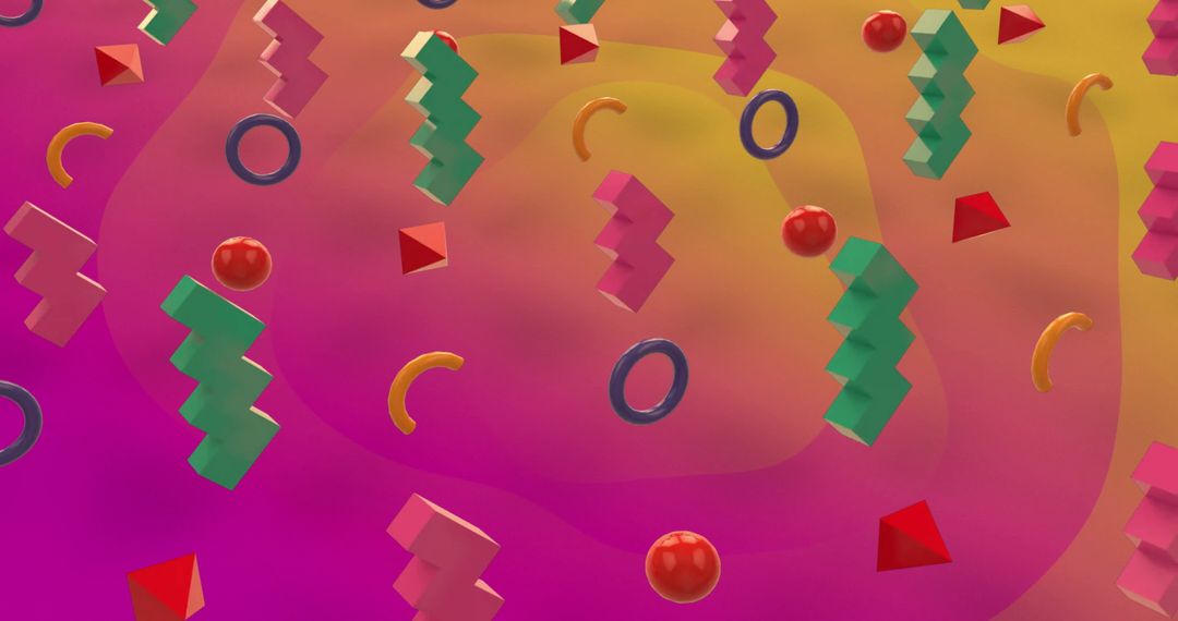 Colorful 3D Geometric Shapes Over Gradient Background