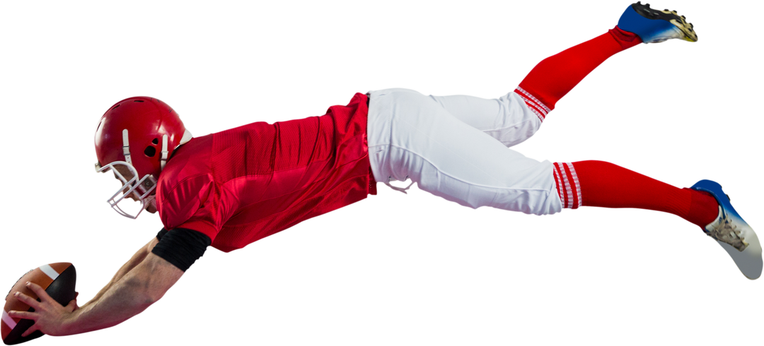 American Football Player Diving for Touchdown on Transparent Background - Download Free Stock Images Pikwizard.com