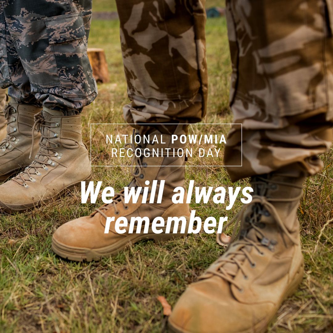 Diverse Soldiers Standing for National POW MIA Recognition