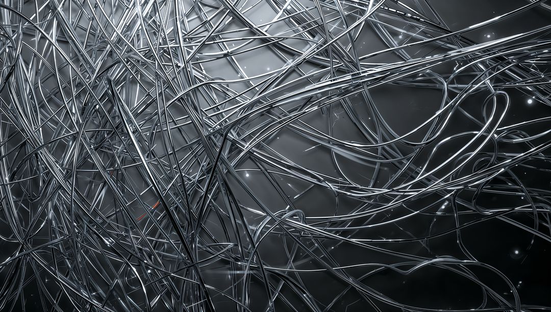 Intricate Metallic Wire Mesh in Dark Abstract Background