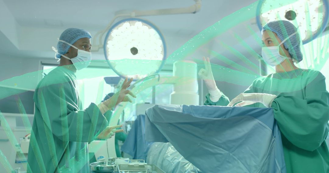 Surgeons Conducting Operation in Brightly Lit Operating Room