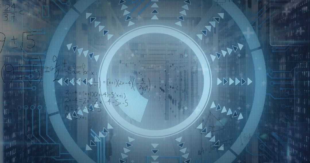Futuristic HUD Interface Overlaid on Datacenter Environment