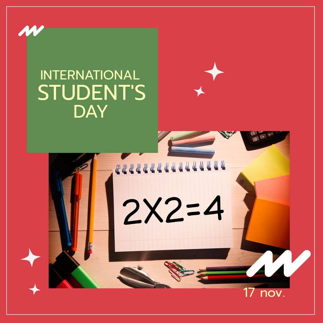 International Student’s Day Celebration Concept with Stationery and Equations
