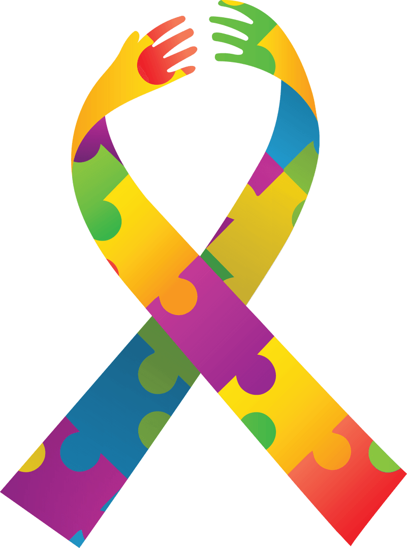 Colorful Puzzle Ribbon Caring Hands Transparent Background