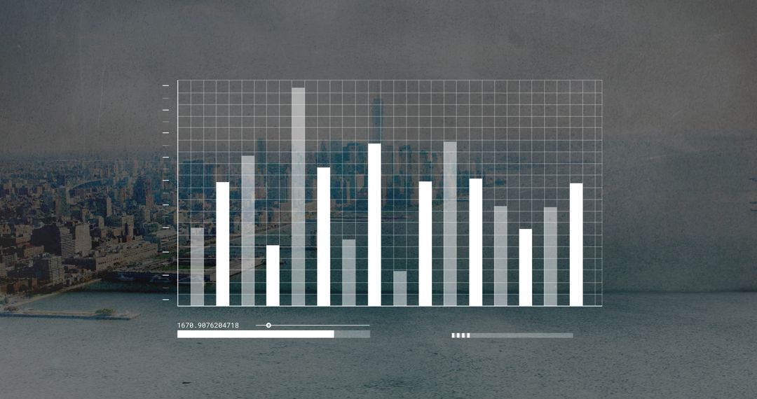 Transparent Bar Chart Overlaying Skyline with Gridlines