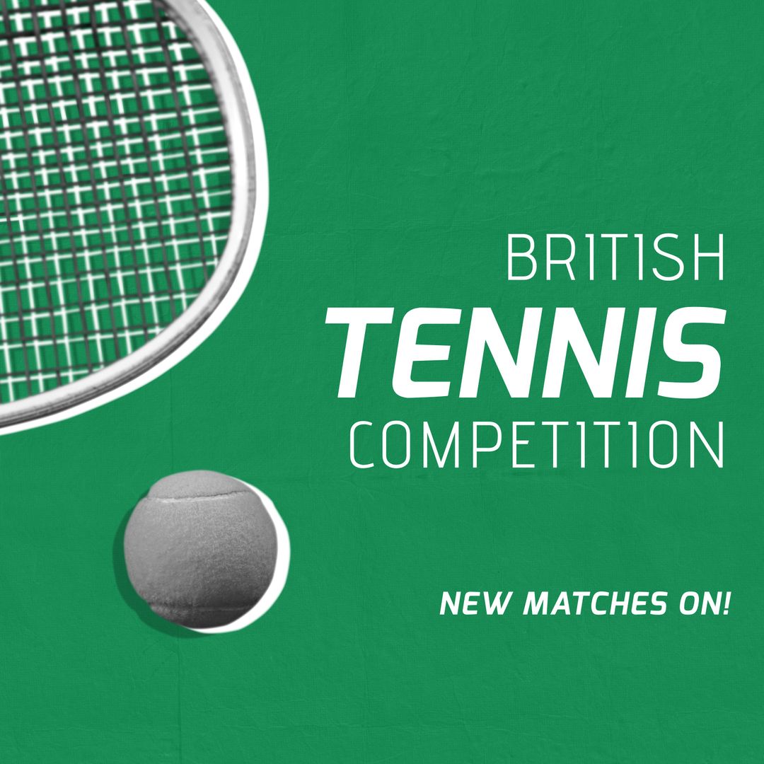 British Tennis Competition Announcement with Racket and Ball - Download Free Stock Templates Pikwizard.com