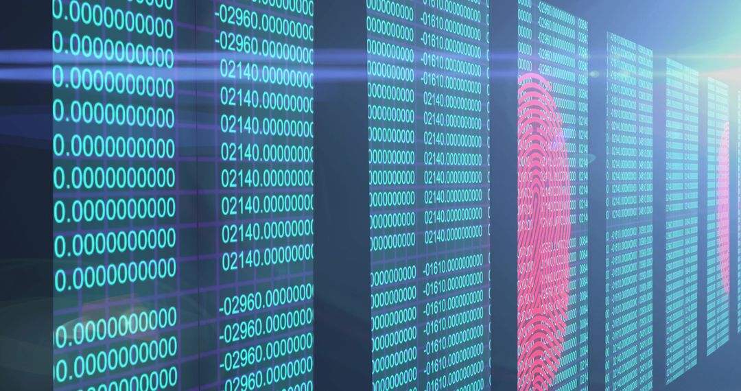 Futuristic Data Interface with Digital Fingerprint Visualization