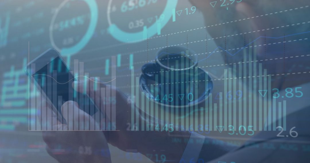 Professional Analyzing Stock Market Data with Smartphone and Coffee