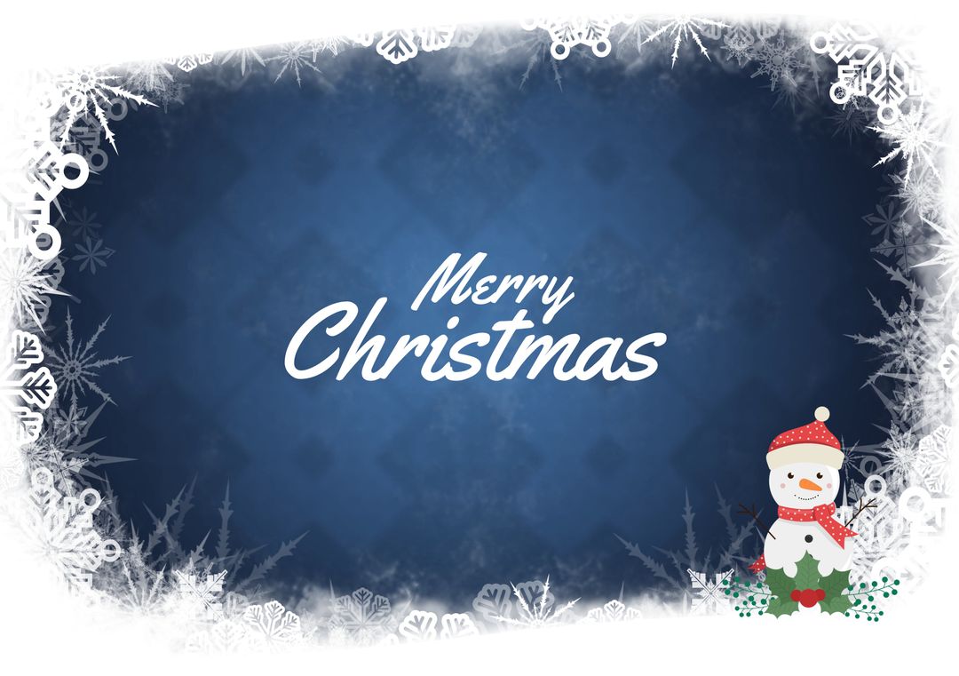 Christmas Greeting Card with Snowman and Snowflake Frame - Download Free Stock Images Pikwizard.com