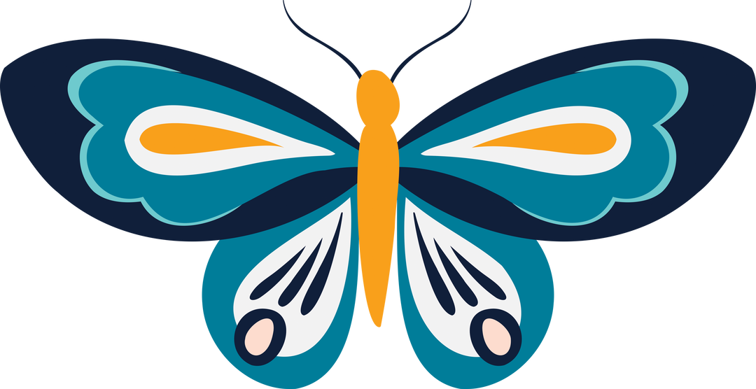 Digital yellow and blue butterfly illustration on transparent background - Download Free Stock Images Pikwizard.com