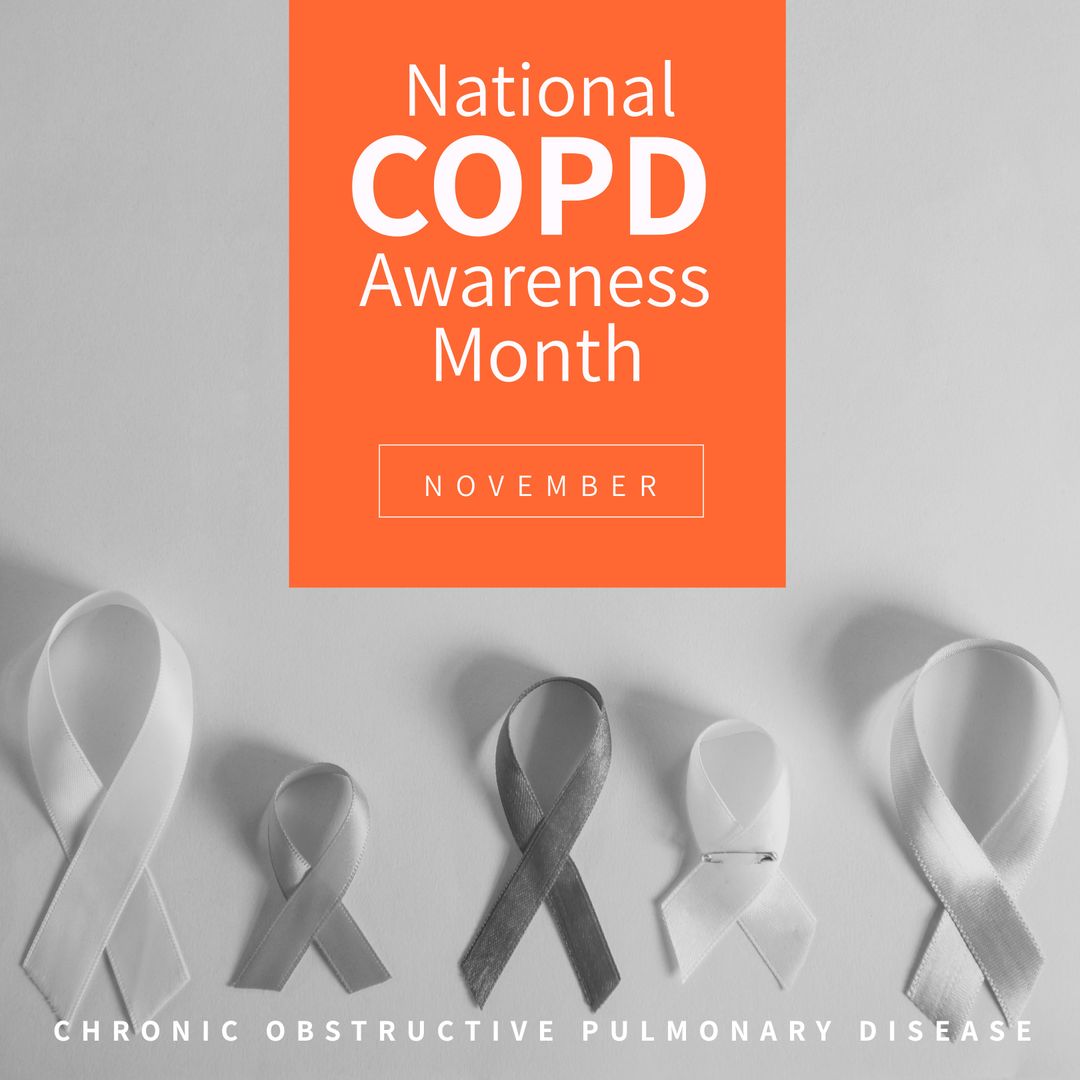 National COPD Awareness Month Poster with Ribbons and Date - Download Free Stock Templates Pikwizard.com