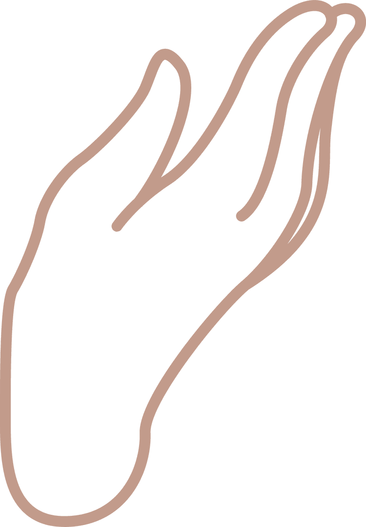 Transparent Abstract Hand Outline in Minimalist Peach Line Art