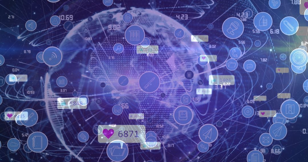 Global Media and Digital Interface Concept on Blue Background