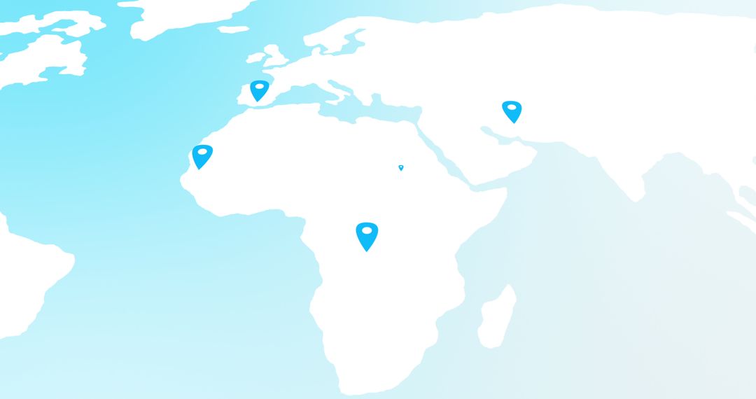 World Map with Location Pins Symbolizing Global Connectivity