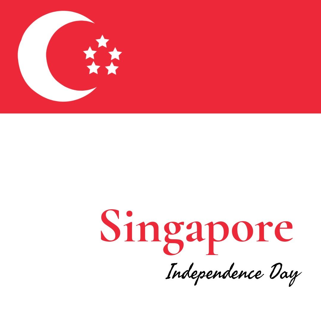 Illustration of singapore independence day text and national flag of singapore on red background - Download Free Stock Templates Pikwizard.com