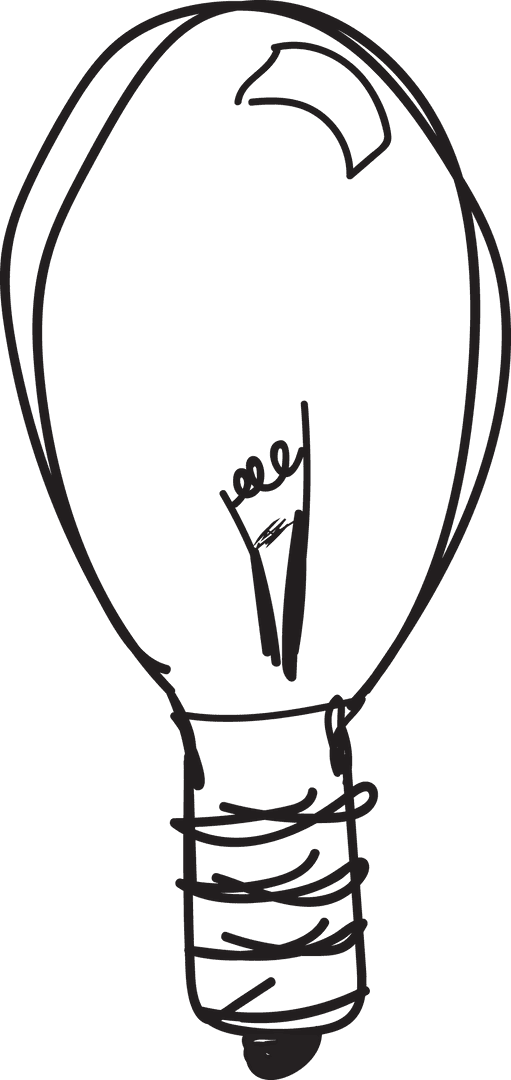 Transparent Hand-Drawn Light Bulb Sketch for Creative Ideas