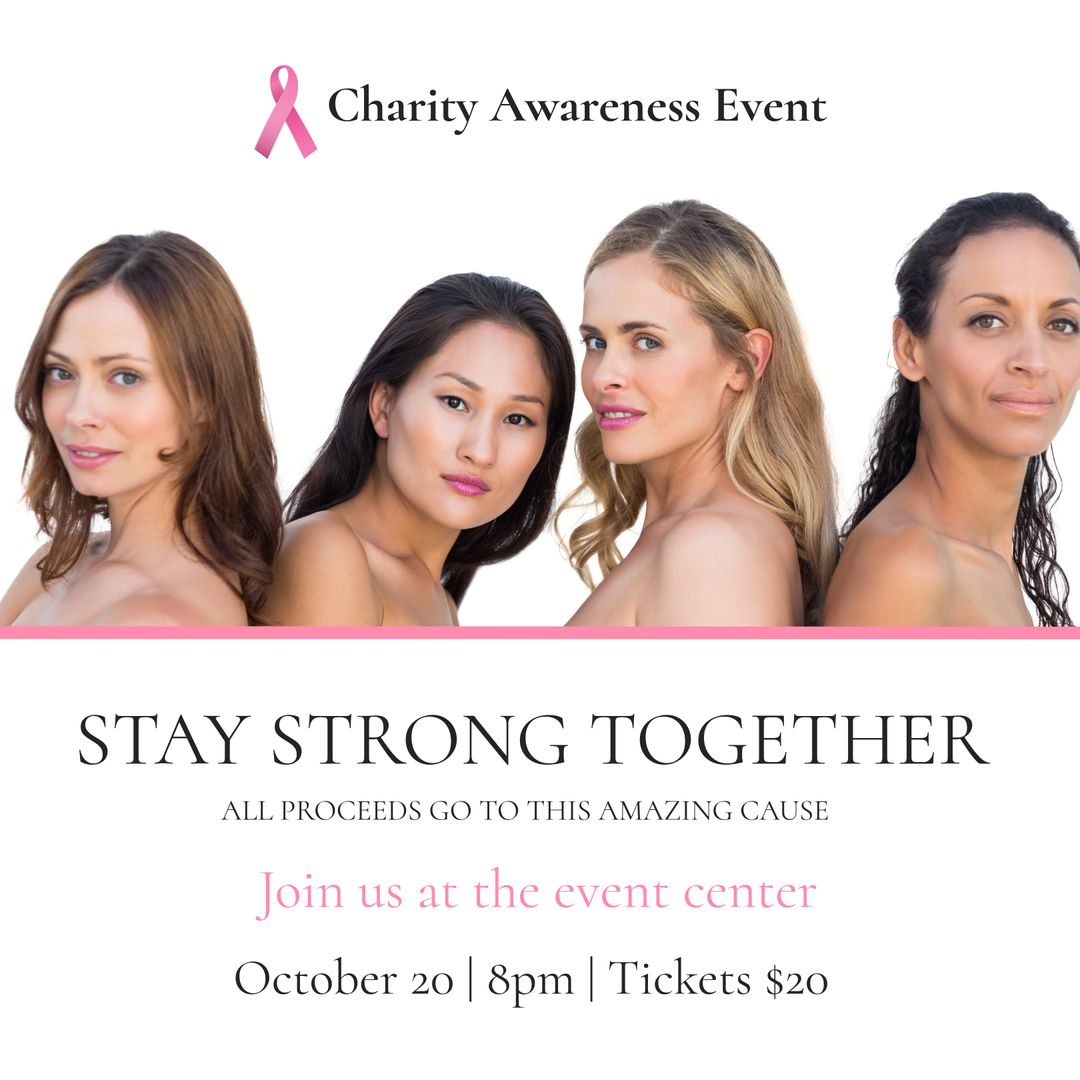 Diverse Women Promoting Breast Cancer Charity Awareness Event - Download Free Stock Templates Pikwizard.com