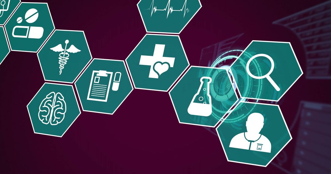 Digital Medical Data Processing Hexagonal Interface Visualization