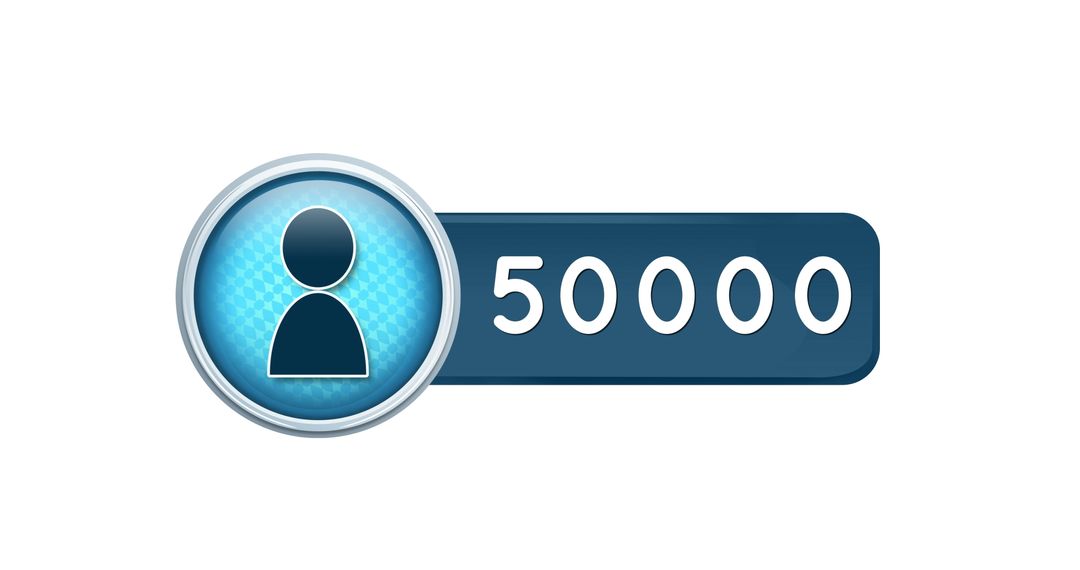 User Icon with 50,000 Count Highlighting Social Media Growth