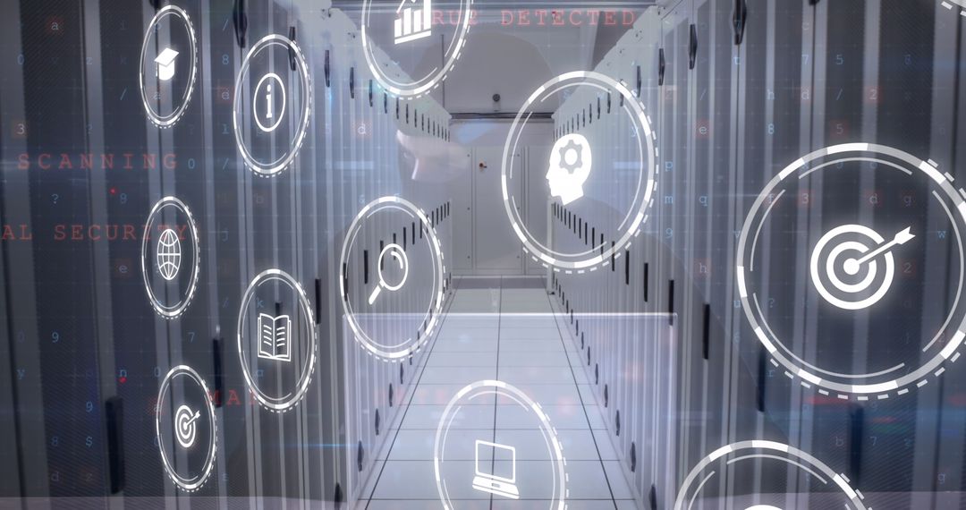 digital network security and data processing in server room - Free Images, Stock Photos and Pictures on Pikwizard.com