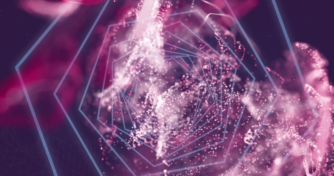 Hexagonal Tunnel with Pink Digital Waves in Abstract Pattern