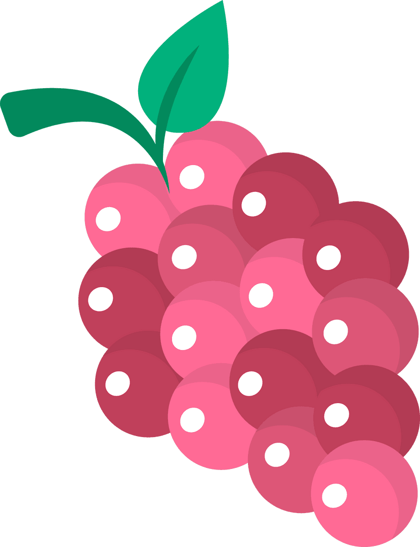 Transparent Cluster of Pink Decorative Grapes with Green Leaves