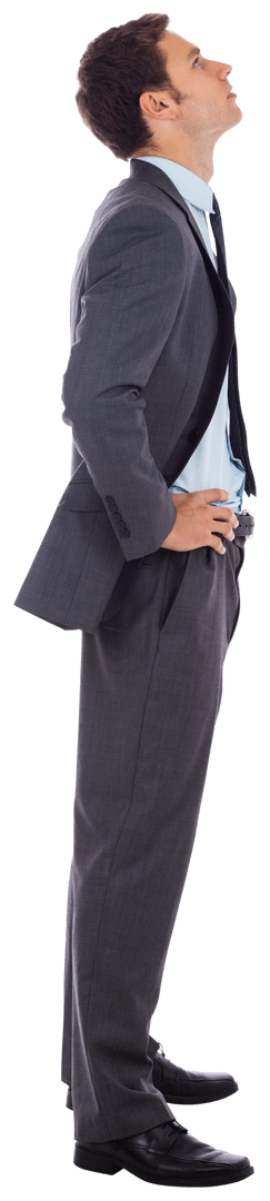 Businessman Posing in Profile with Transparent Background