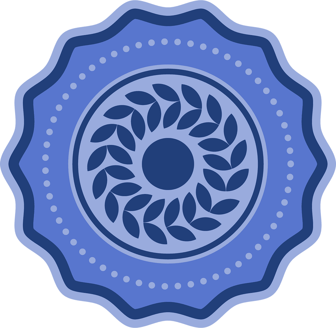 Blue Abstract Shape Badge on Transparent Background