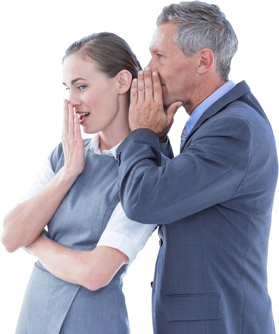 Caucasian Business Colleagues Whispering Transparent Background