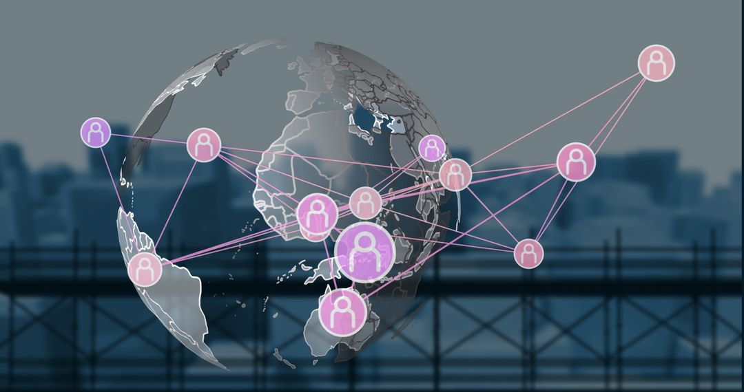 Global Network Connections Concept Over Cityscape Background