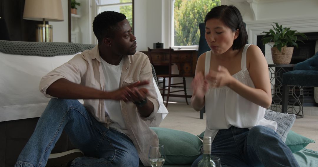 Couple Communicating through Sign Language at Home