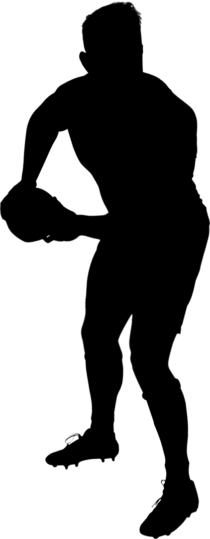 Rugby Player Bending Silhouette with Transparent Background