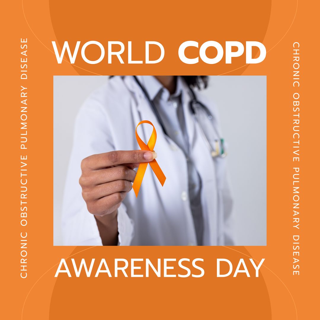World COPD Awareness Day with Doctor and Orange Ribbon