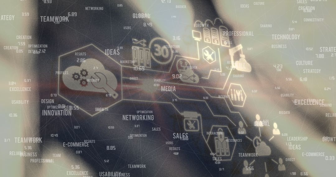 Digital Network Concept Overlaid on Warehouse Background