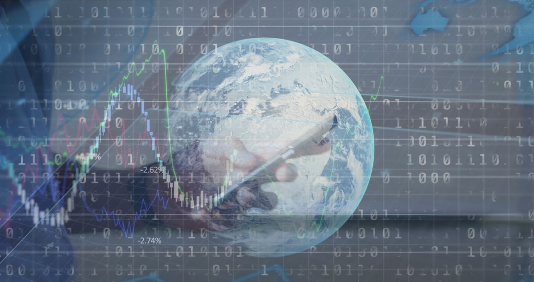 Global Economy and Technology Concept with Financial Data Visualization