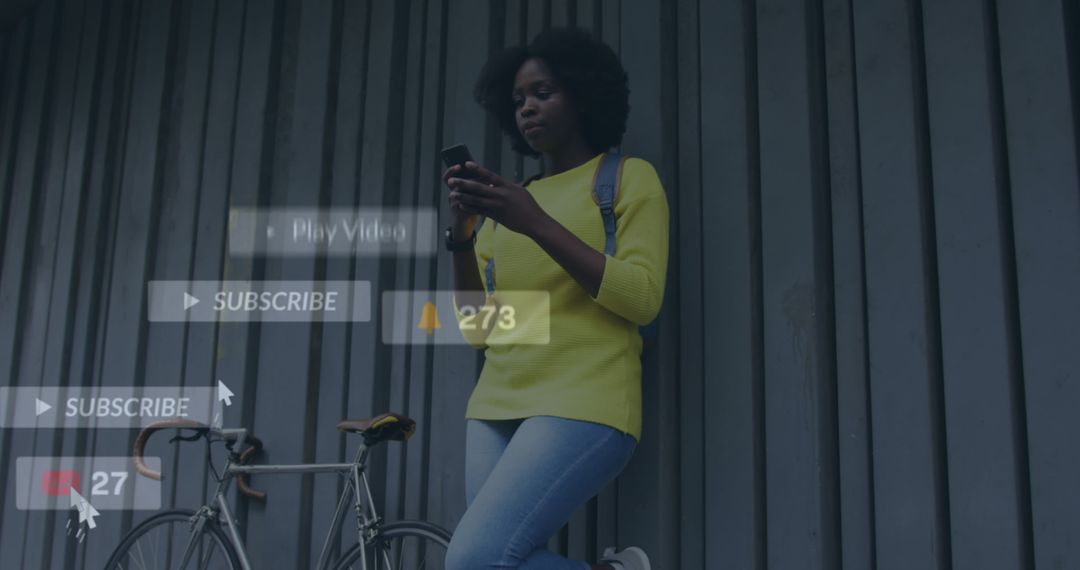 Young Woman Engaging with Smartphone and Social Media notifications