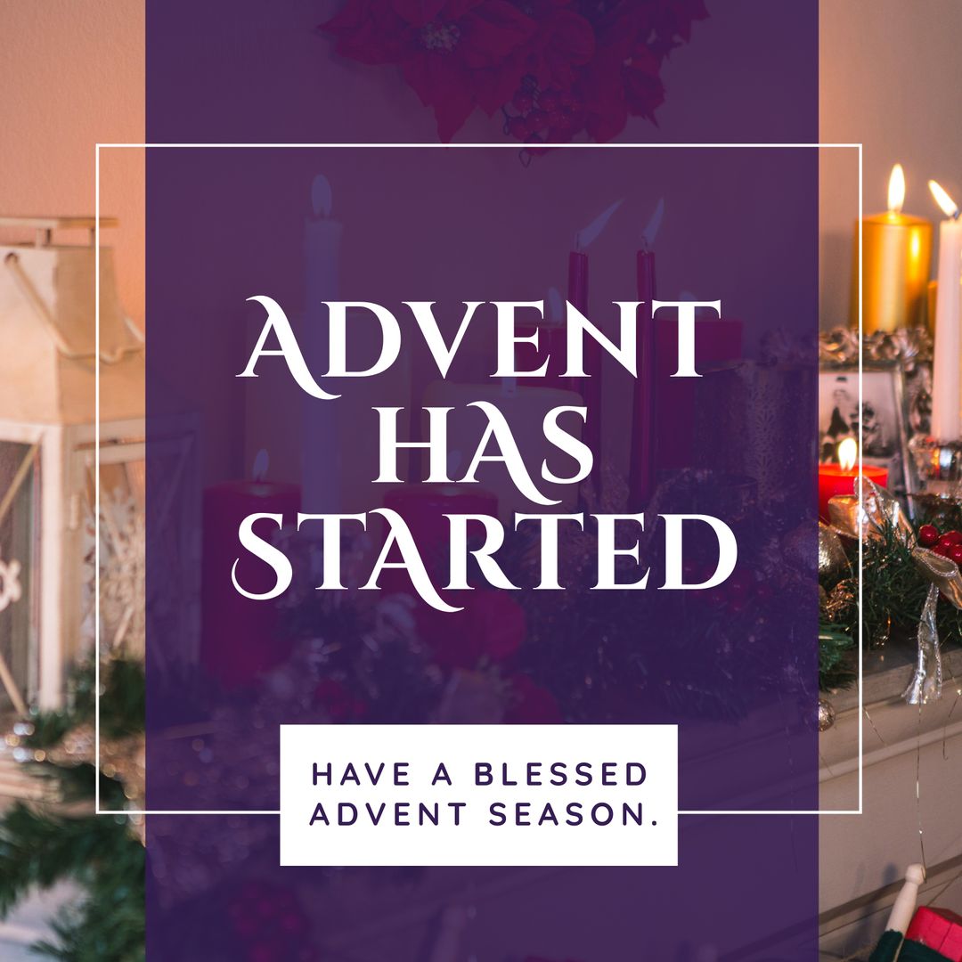 Advent Celebration with Lit Candles and Decorative Greenery