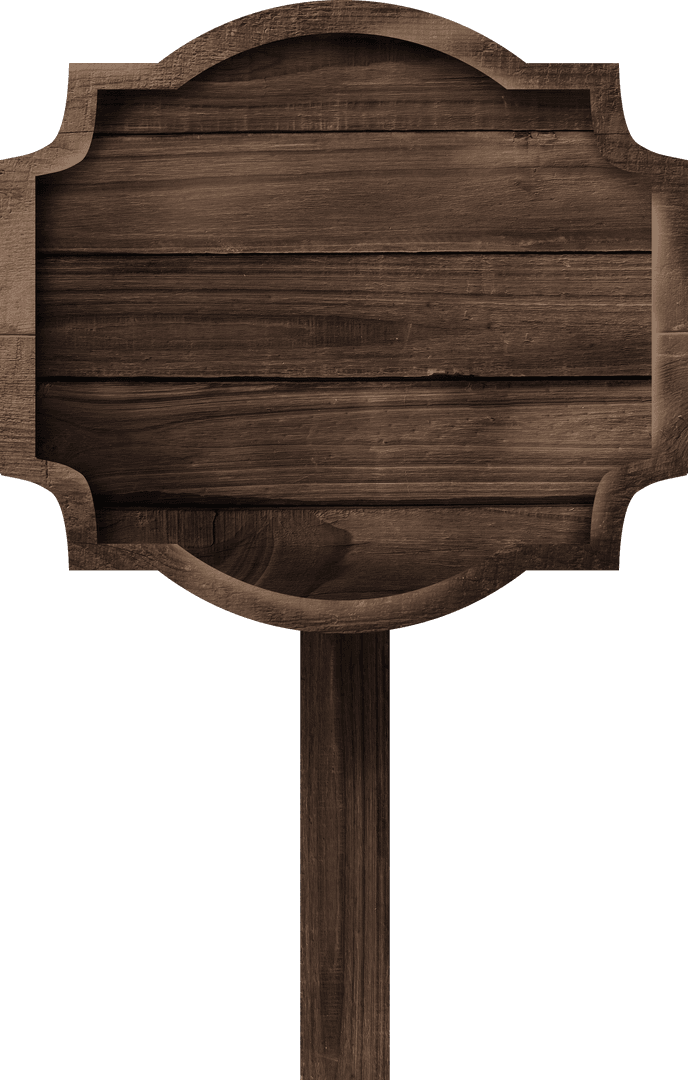 Vintage Wooden Signboard with Transparent Background for Messages