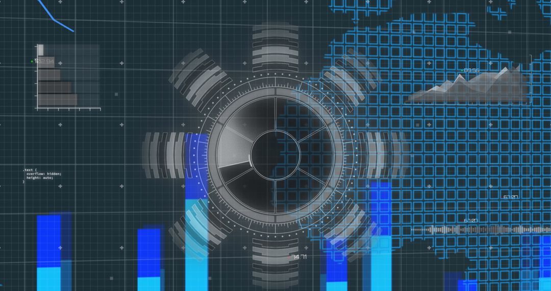 Futuristic HUD Interface Featuring Blue Data Visualization