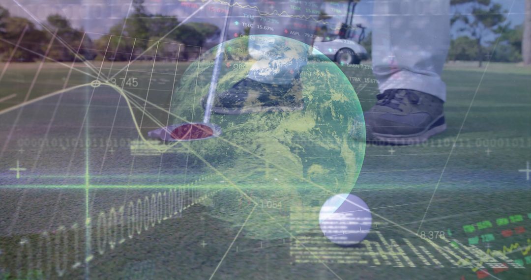 Golfer's Precision with Futuristic Digital Overlays