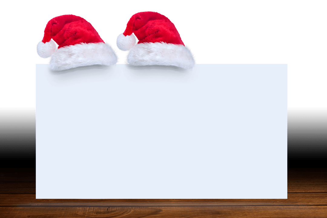Christmas Hats with Blank Sheet on Transparent Background