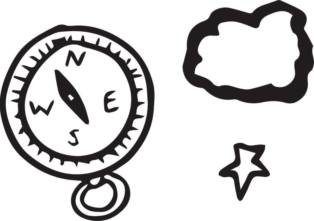 Transparent Vintage Compass with Cloud and Star Illustration