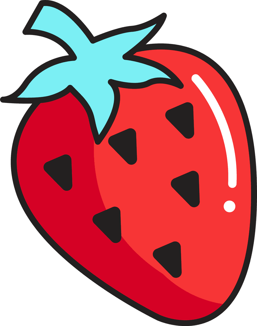 Transparent Background: Vibrant Flat Style Strawberry Icon
