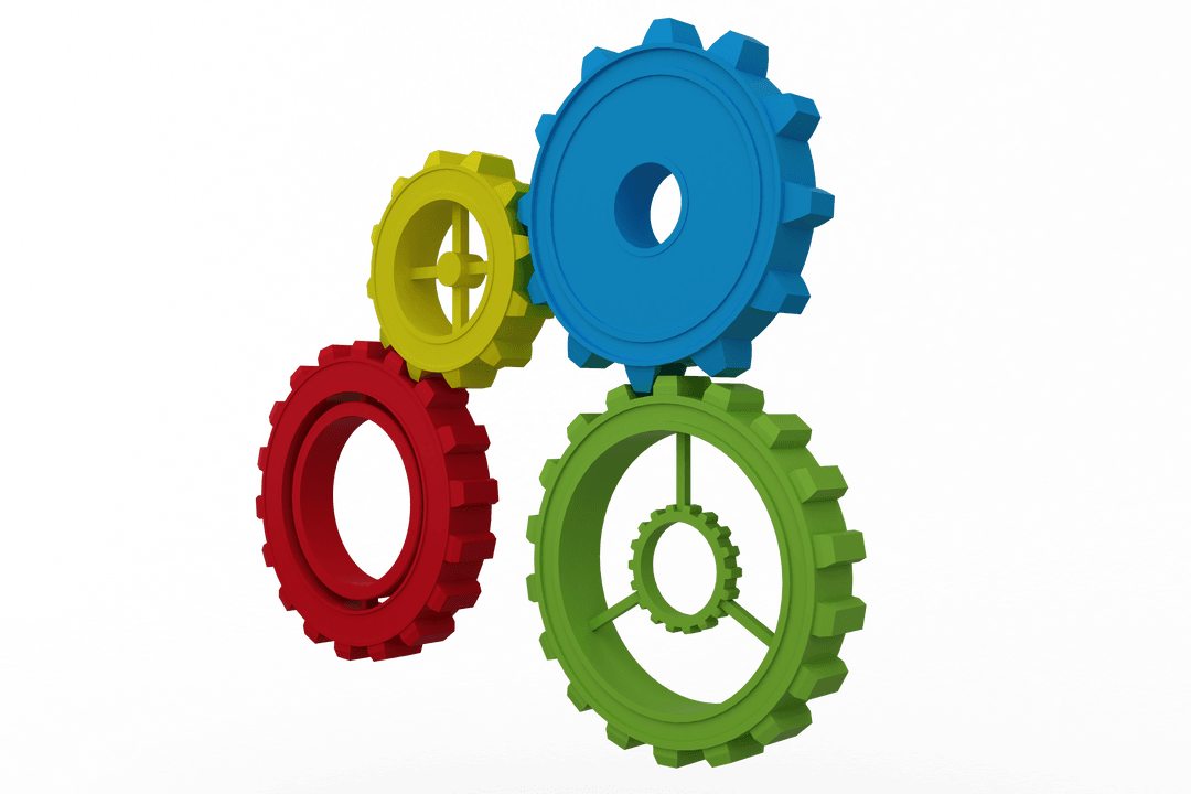 Transparent Colored Interlocking Gears Illustration